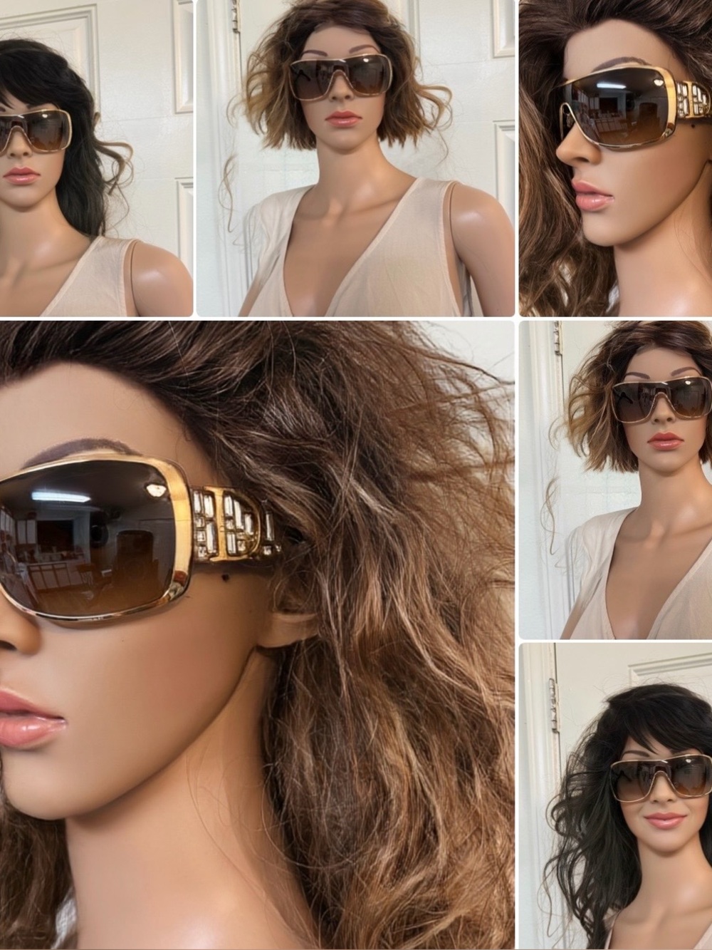 Vintage Christian Dior Rhinestone Shield
Sunglasses